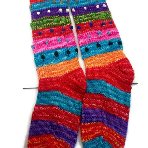 Warm Socks Knitted Andean Wool Handmade To Provide Winter Warmth - Picture 3 of 7